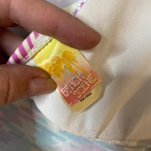 Beach Scene Halter Bikini Tankini Top 90s Y2K Print Size S - Picture 3 of 8